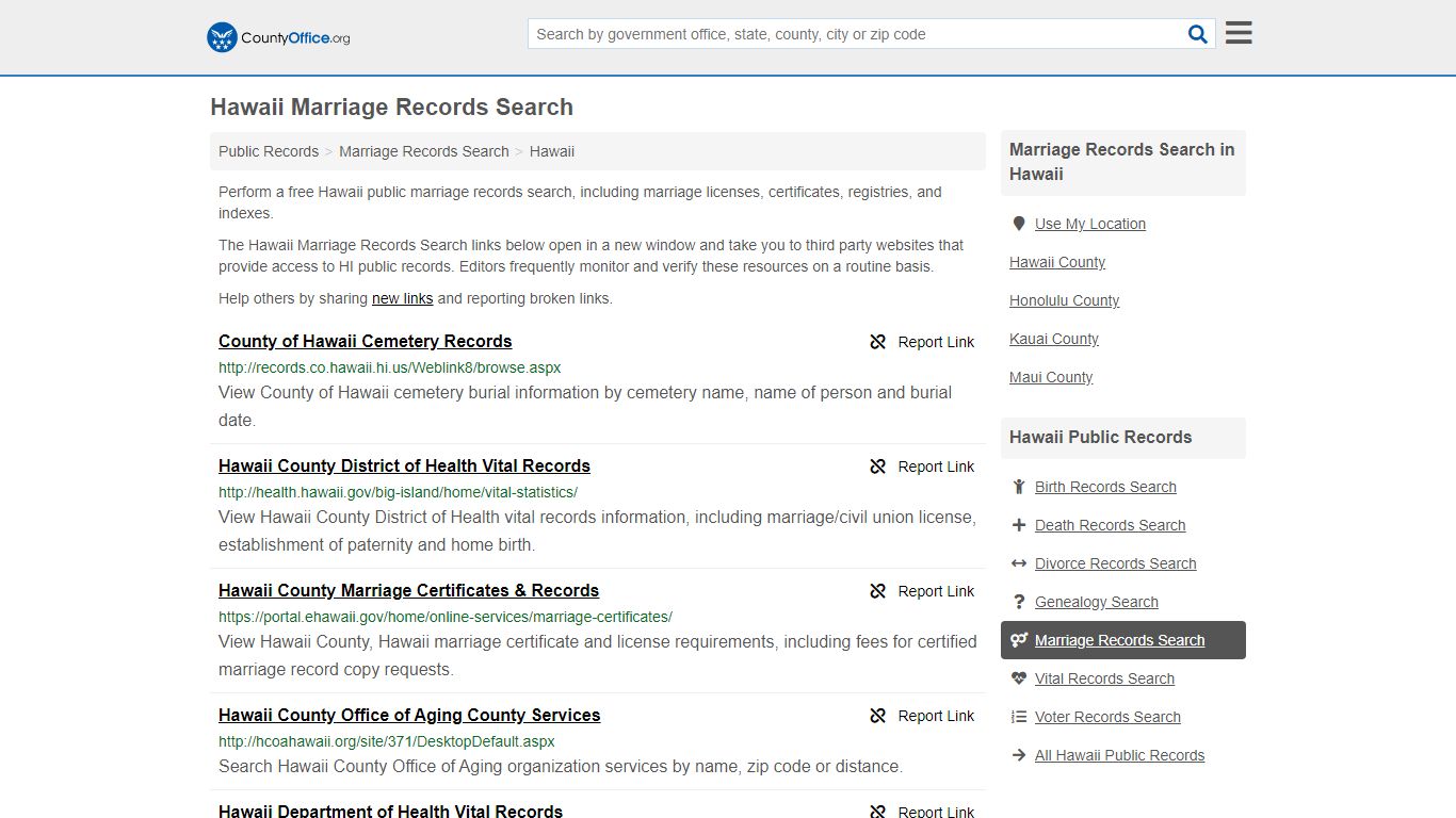Marriage Records Search - Hawaii (Marriage Licenses ...